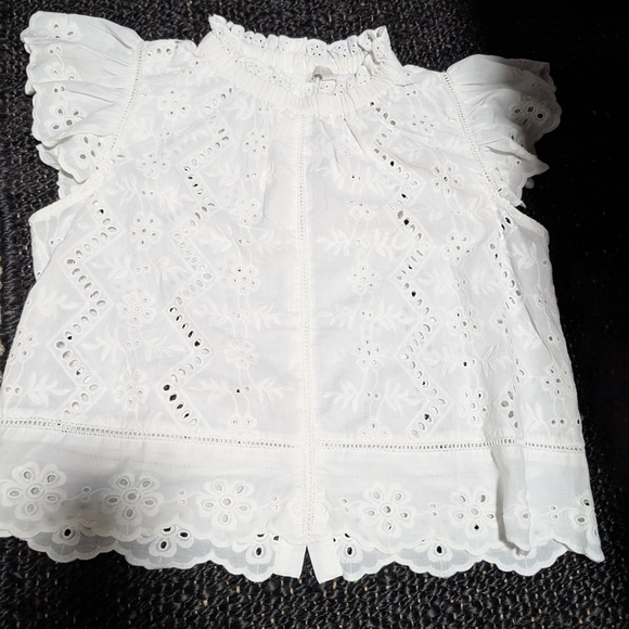 White Eyelet Lace Blouse - Picture 1 of 8